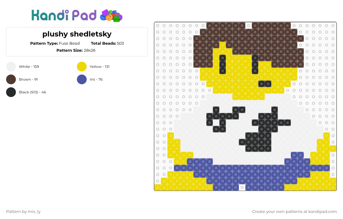 plushy shedletsky - Fuse Bead Pattern by mix_ly on Kandi Pad - yellow,shedletsky,forsaken