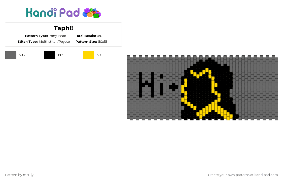 Taph!! - Pony Bead Pattern by mix_ly on Kandi Pad - gray,taph,forsaken,fanart,original