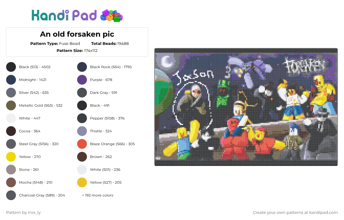 An old forsaken pic - Fuse Bead Pattern by mix_ly on Kandi Pad - adev,forsaken,old fount,not original from online