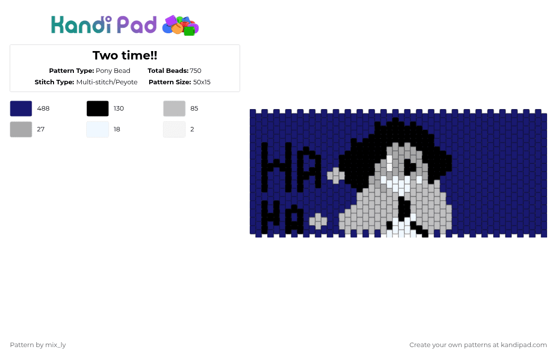 Two time!! - Pony Bead Pattern by mix_ly on Kandi Pad - purple,two time,forsaken,fanart,original