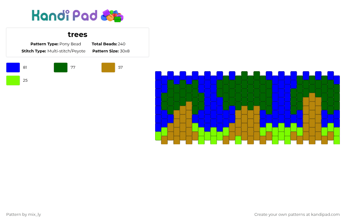 trees - Pony Bead Pattern by mix_ly on Kandi Pad - green,purple,cotdroots