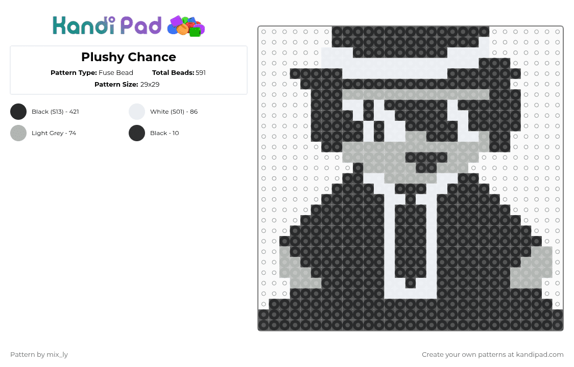 Plushy Chance - Fuse Bead Pattern by mix_ly on Kandi Pad - black,white,beige