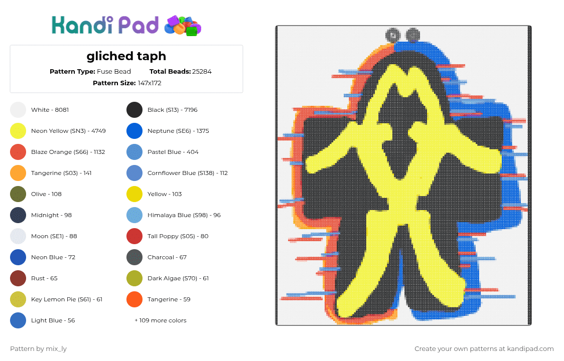 gliched taph - Fuse Bead Pattern by mix_ly on Kandi Pad - cotdglitchart,taph,main,oringinal
