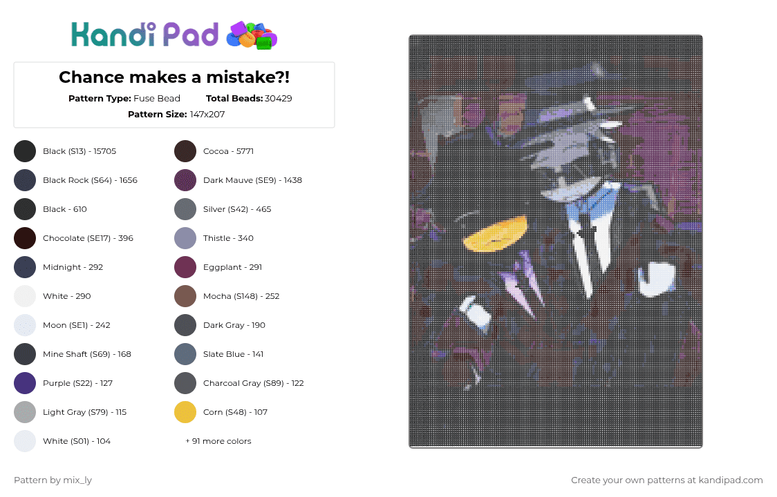 Chance makes a mistake?! - Fuse Bead Pattern by mix_ly on Kandi Pad - mafioso,chance,forsaken,fanart