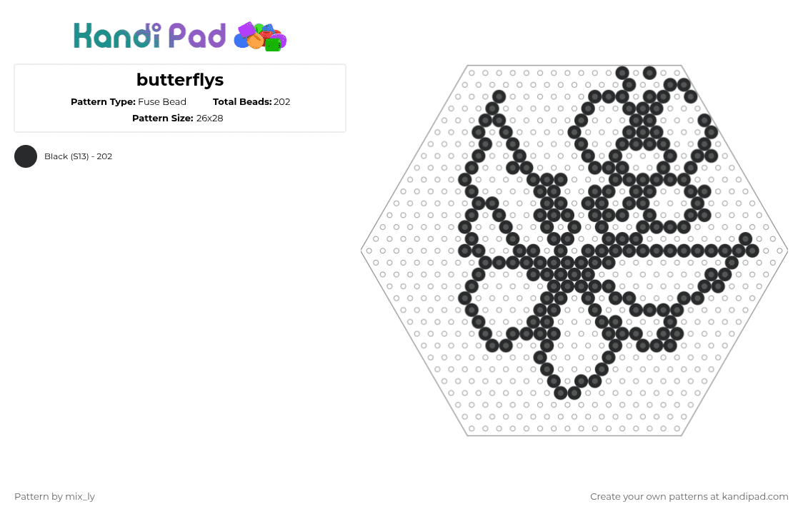 butterflys - Fuse Bead Pattern by mix_ly on Kandi Pad - cotdlineart