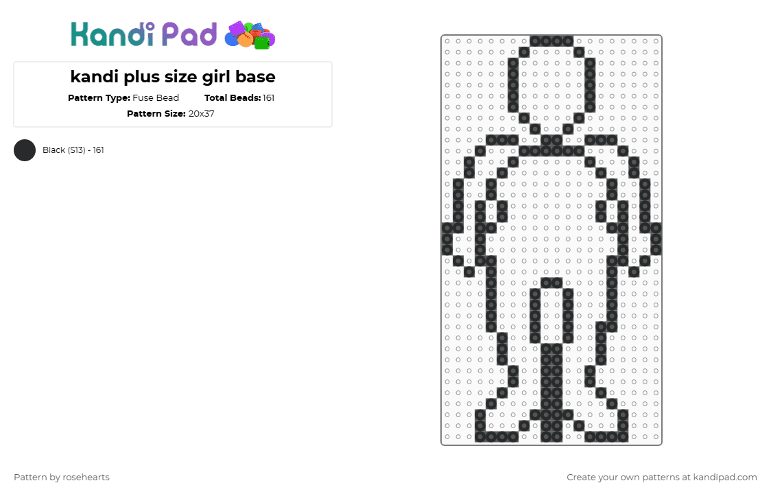 kandi plus size girl base - Fuse Bead Pattern by rosehearts on Kandi Pad - black