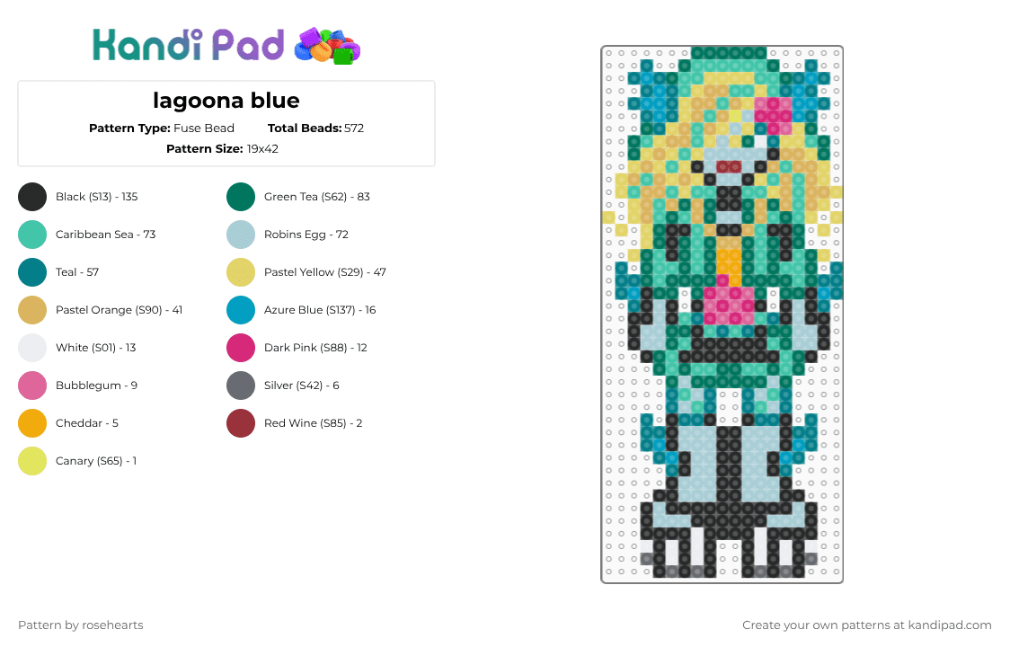 lagoona blue - Fuse Bead Pattern by rosehearts on Kandi Pad - teal,light blue,monster high,lagoona blue