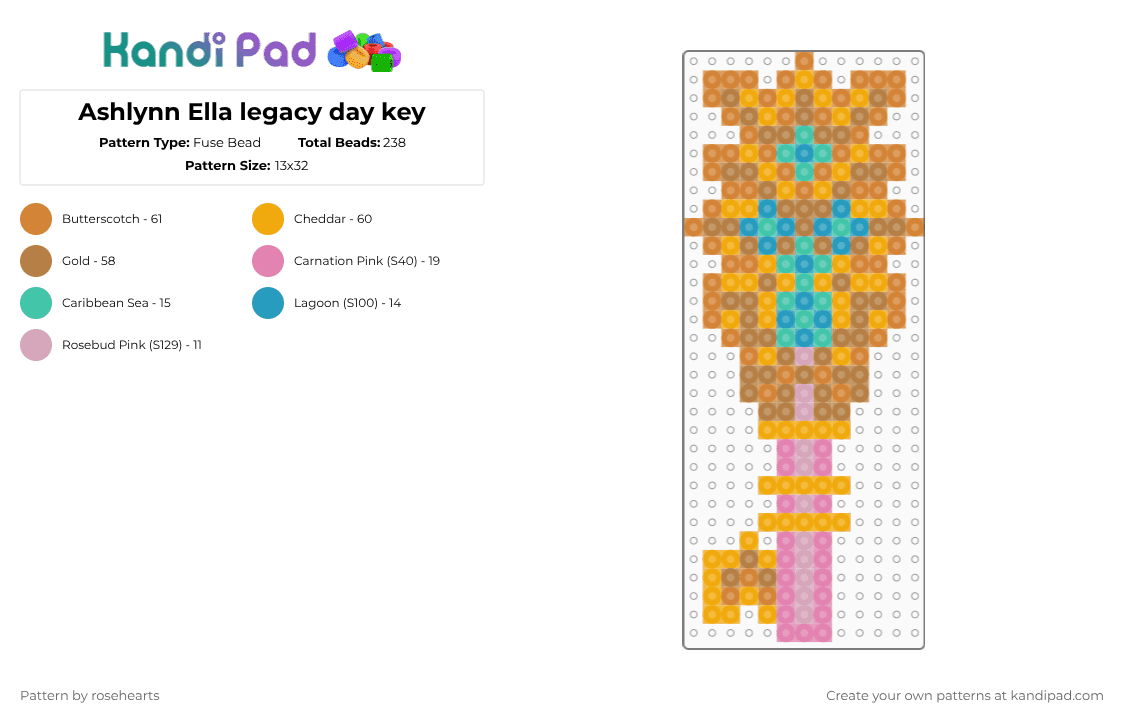 Ashlynn Ella legacy day key - Fuse Bead Pattern by rosehearts on Kandi Pad - orange,tan,ever after high,ashlynn ella