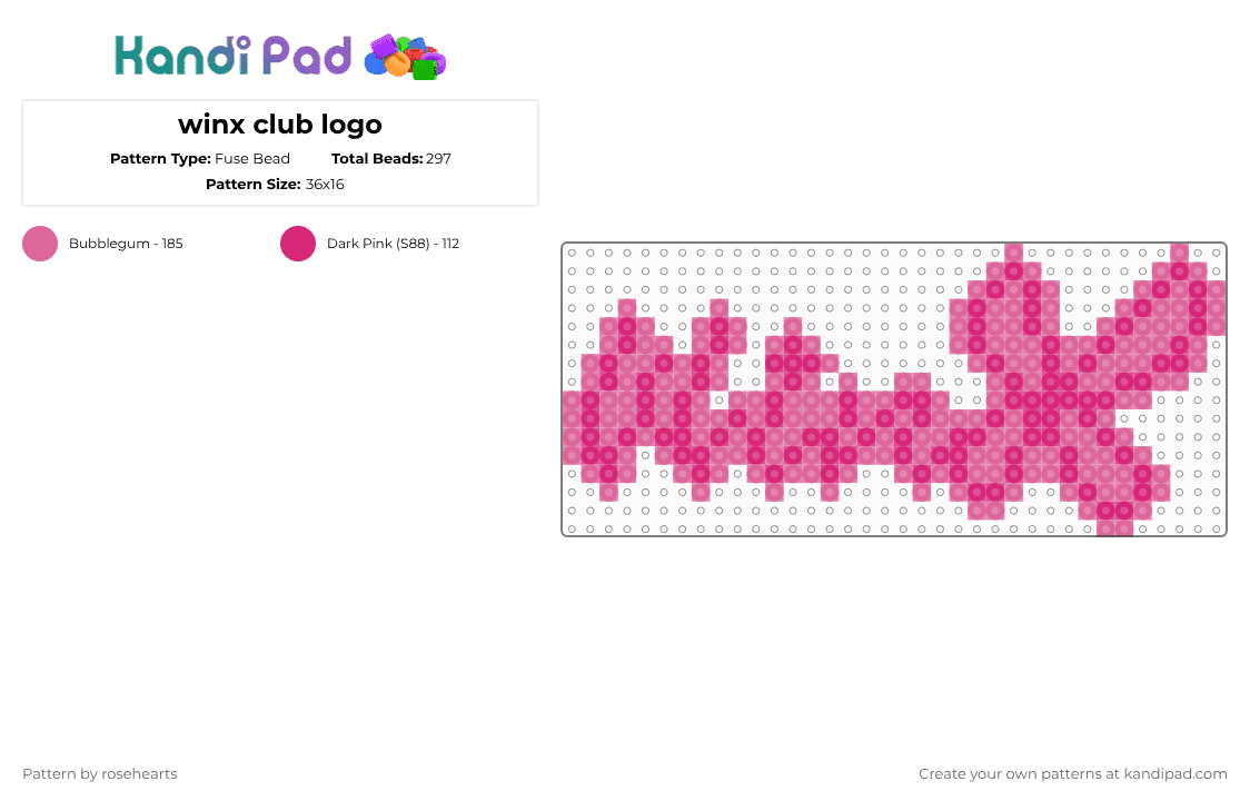 winx club logo - Fuse Bead Pattern by rosehearts on Kandi Pad - pink,winx club