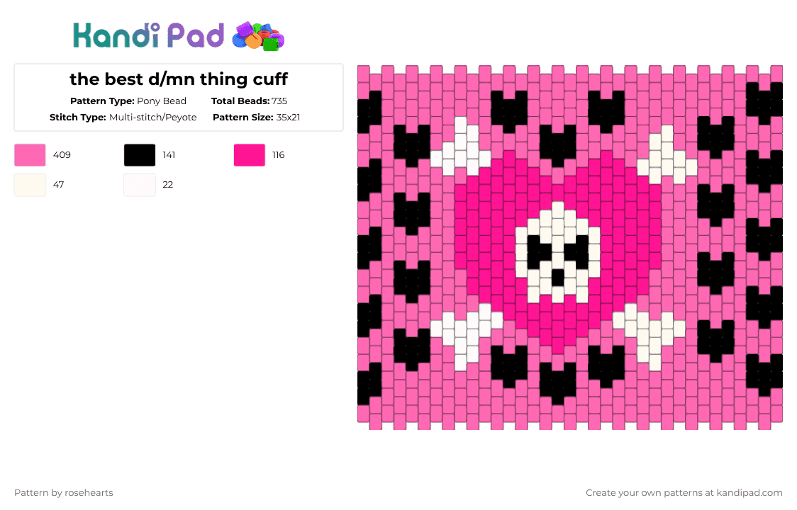 the best d/mn thing cuff - Pony Bead Pattern by rosehearts on Kandi Pad - pink,avril lavine,the best damn thing