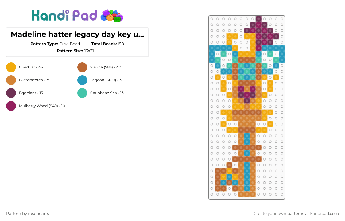 Madeline hatter legacy day key - Fuse Bead Pattern by rosehearts on Kandi Pad - orange,tan,ever after high,madeline hatter