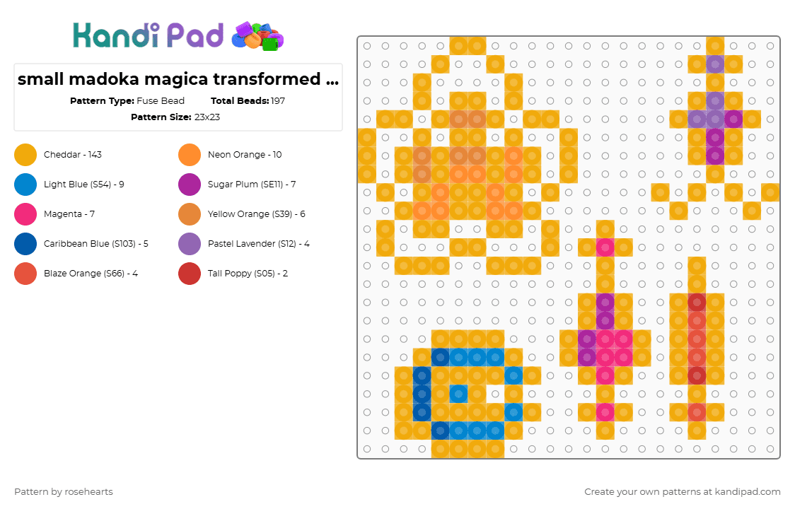 small madoka magica transformed soul gems fuse beads pattern - Fuse Bead Pattern by rosehearts on Kandi Pad - orange,madoka magica