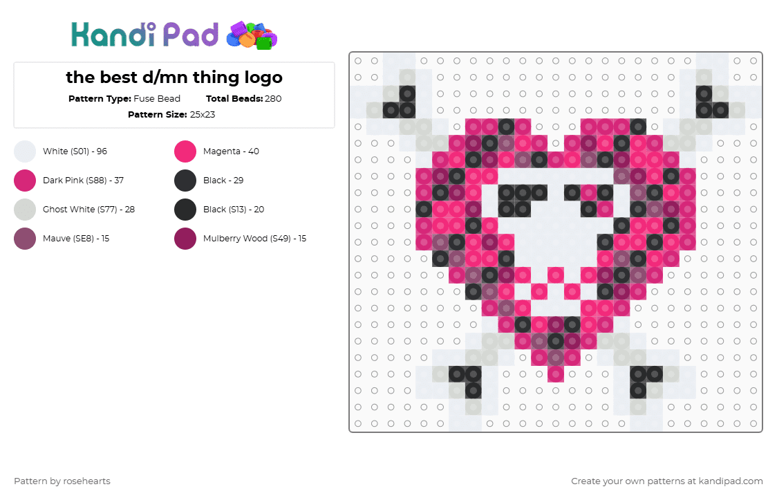 the best d/mn thing logo - Fuse Bead Pattern by rosehearts on Kandi Pad - pink,white,avril lavgine,the best damn thing