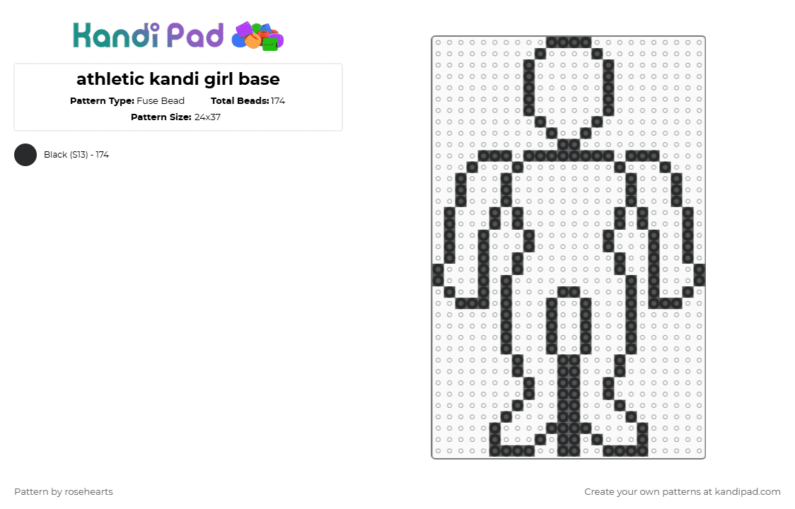 athletic kandi girl base - Fuse Bead Pattern by rosehearts on Kandi Pad - black