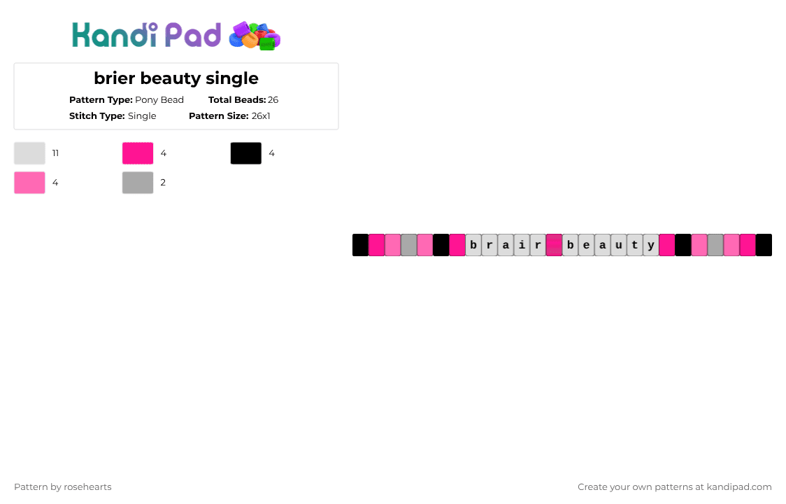 brier beauty single - Pony Bead Pattern by rosehearts on Kandi Pad - pink,ever after high