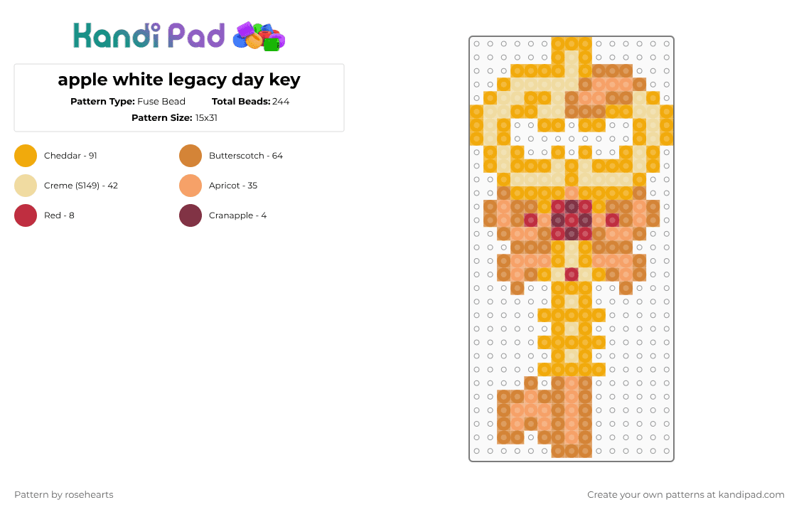 apple white legacy day key - Fuse Bead Pattern by rosehearts on Kandi Pad - orange,ever after high