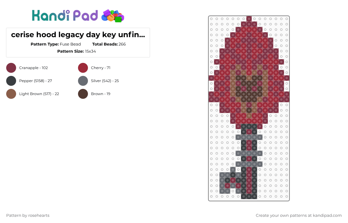 cerise hood legacy day key - Fuse Bead Pattern by rosehearts on Kandi Pad - brown,red,ever after high,cerise hood