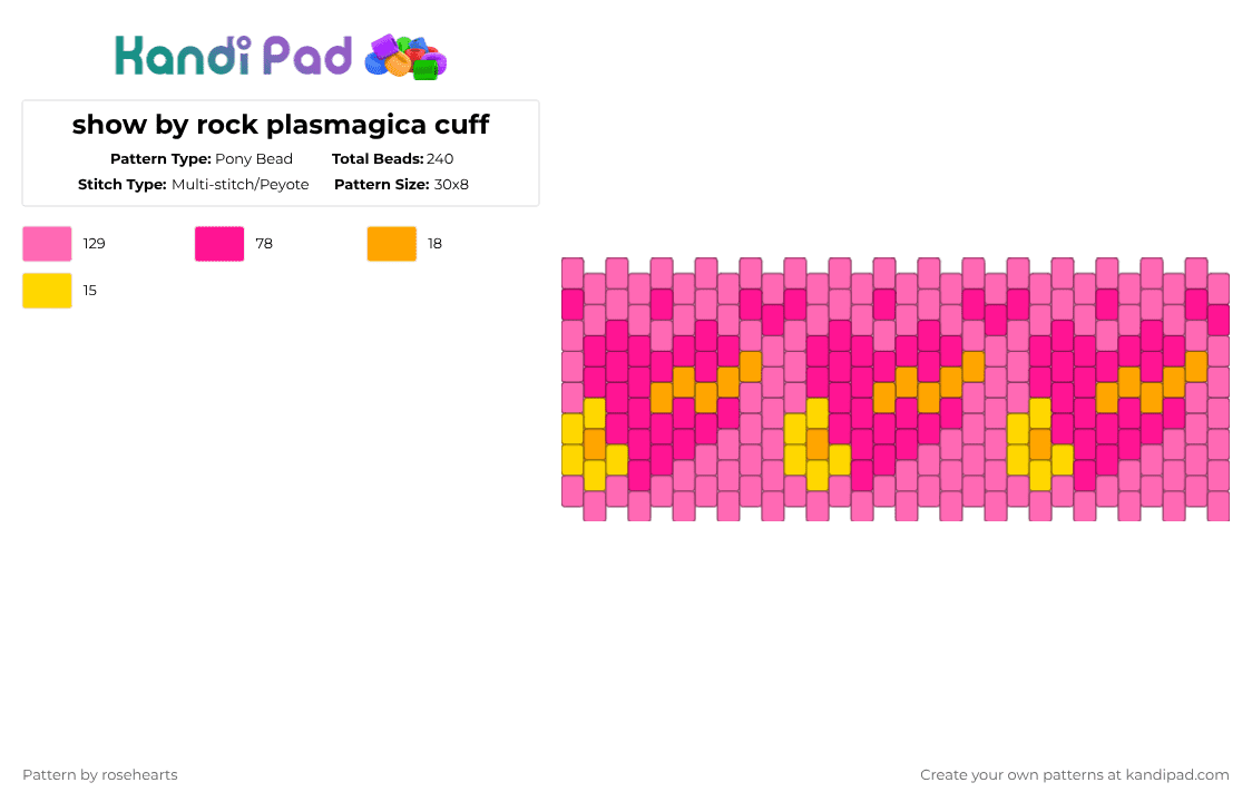 show by rock plasmagica cuff - Pony Bead Pattern by rosehearts on Kandi Pad - pink,show by rock,plasmagica