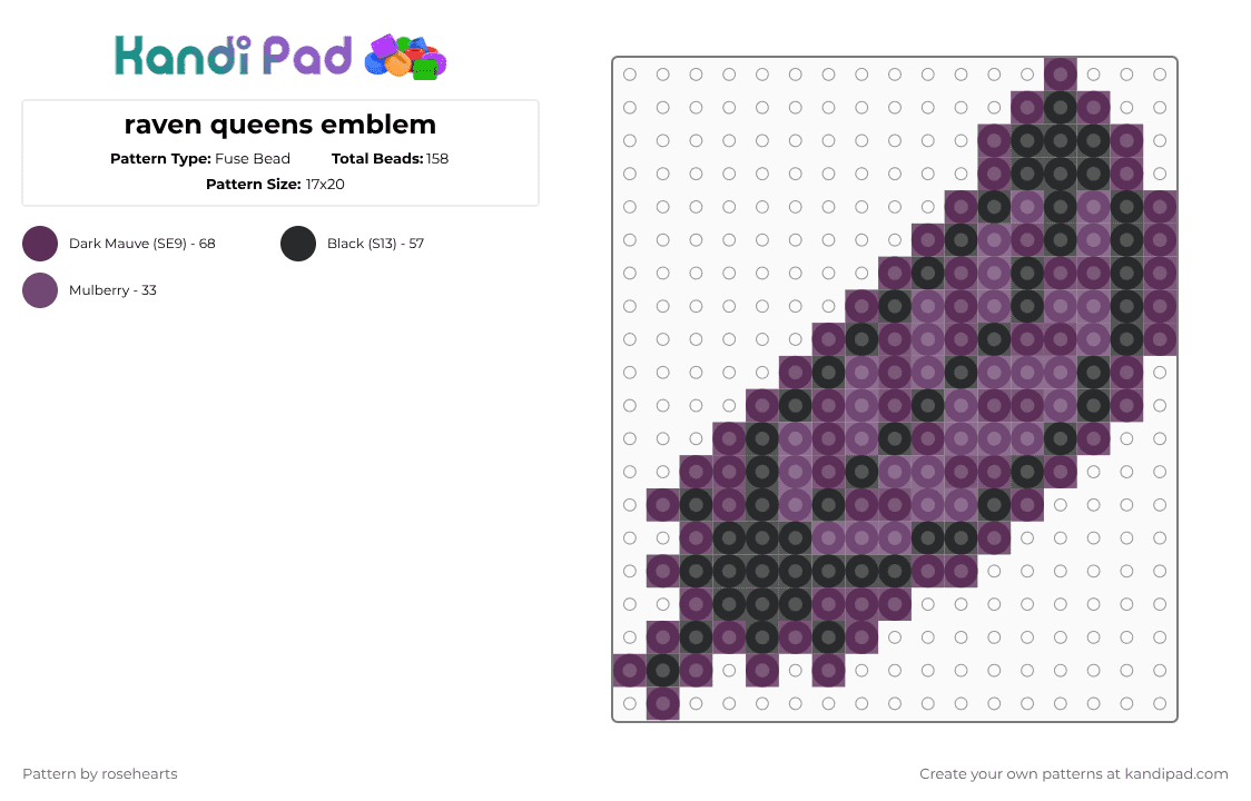 raven queens emblem - Fuse Bead Pattern by rosehearts on Kandi Pad - black,pink,ever after high,raven queen