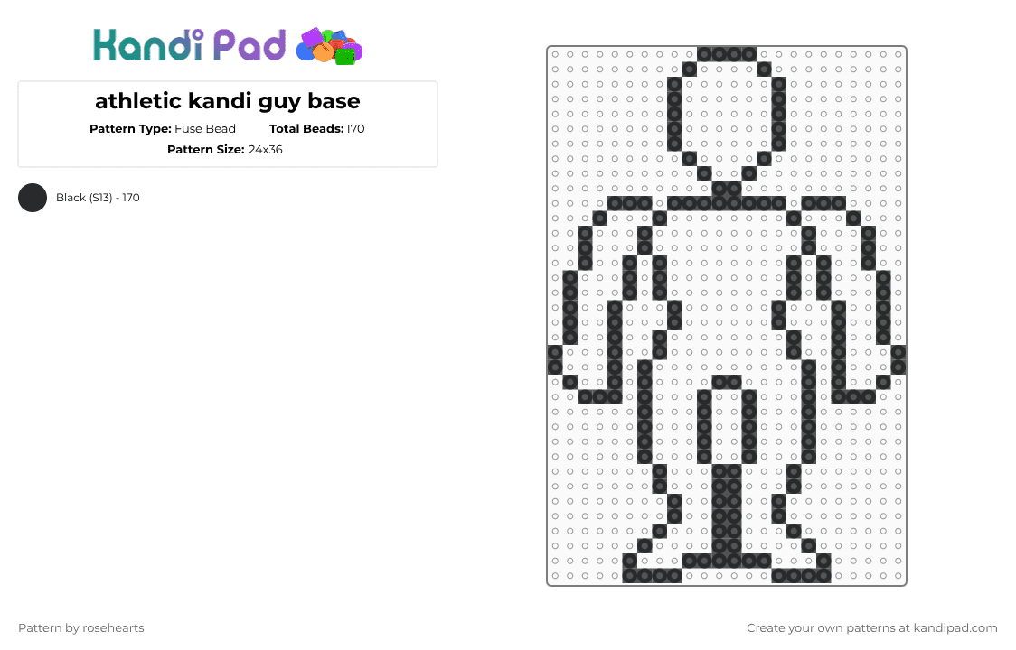 athletic kandi guy base - Fuse Bead Pattern by rosehearts on Kandi Pad - black