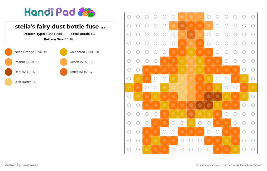 stella\'s fairy dust bottle fuse bead pattern - Fuse Bead Pattern by rosehearts on Kandi Pad - winx club,stella winxclub