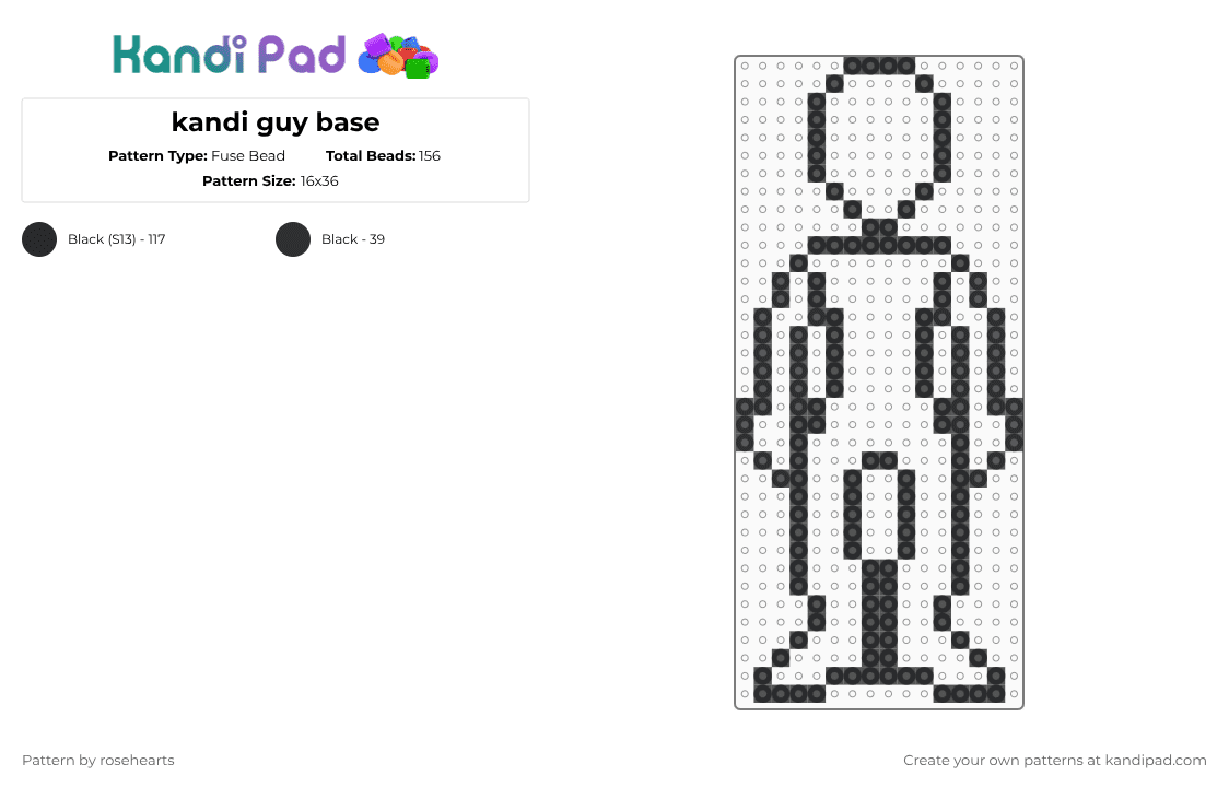 kandi guy base - Fuse Bead Pattern by rosehearts on Kandi Pad - black