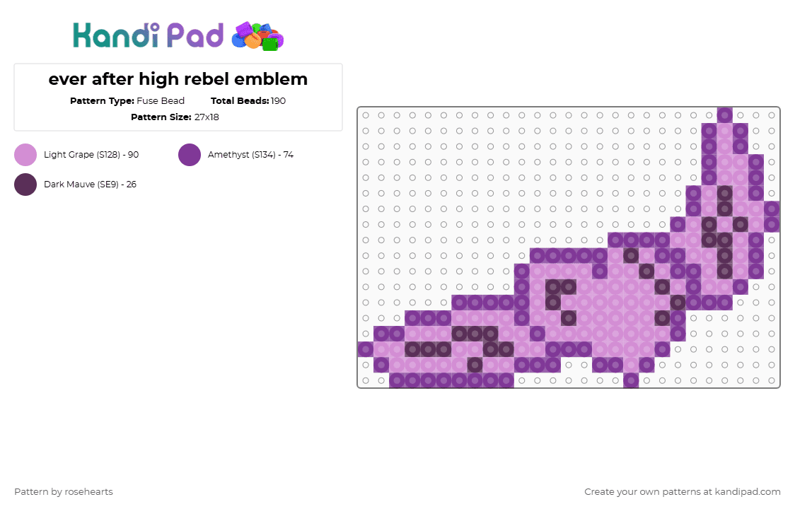 ever after high rebel emblem - Fuse Bead Pattern by rosehearts on Kandi Pad - pink