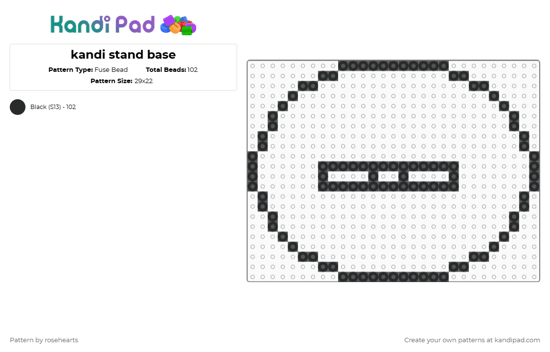 big Kandi stand base - Fuse Bead Pattern by rosehearts on Kandi Pad - black