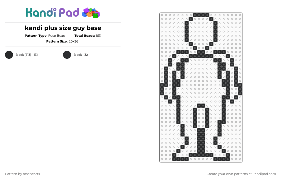 kandi plus size guy base - Fuse Bead Pattern by rosehearts on Kandi Pad - 