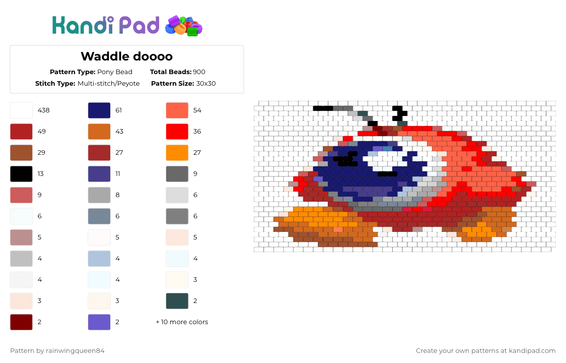 Waddle doooo - Pony Bead Pattern by rainwingqueen84 on Kandi Pad - white,red,purple,orange