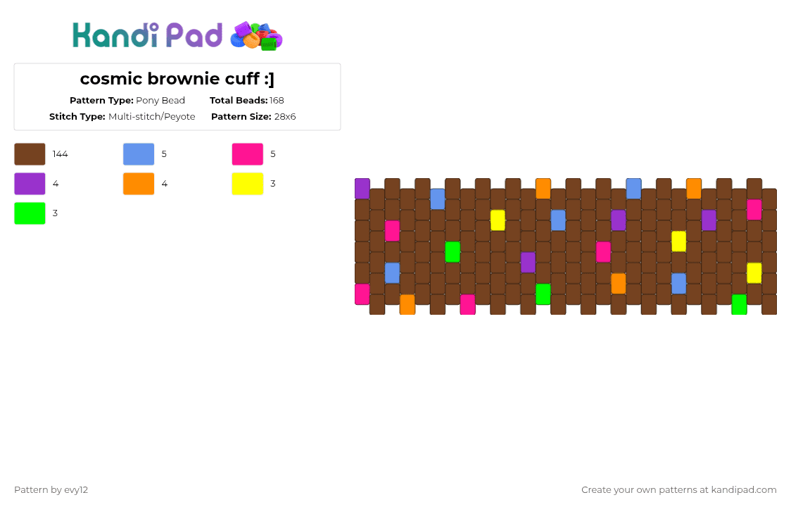 cosmic brownie cuff :] - Pony Bead Pattern by evy12 on Kandi Pad - brown