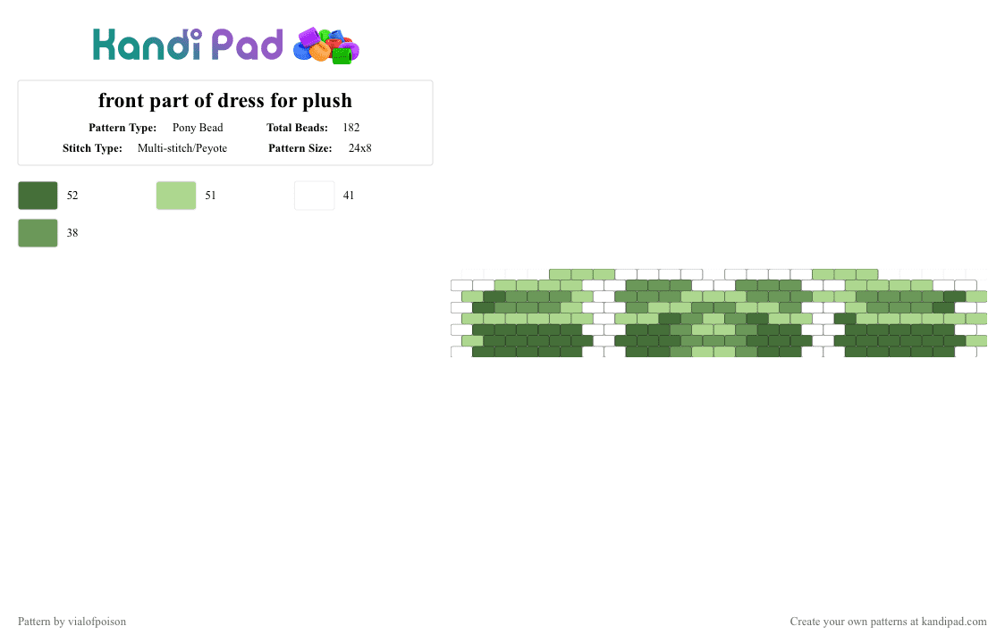 front part of dress for plush - Pony Bead Pattern by ivvytaketwo on Kandi Pad - green,bfdi,leafy,bfdia,osc,dress