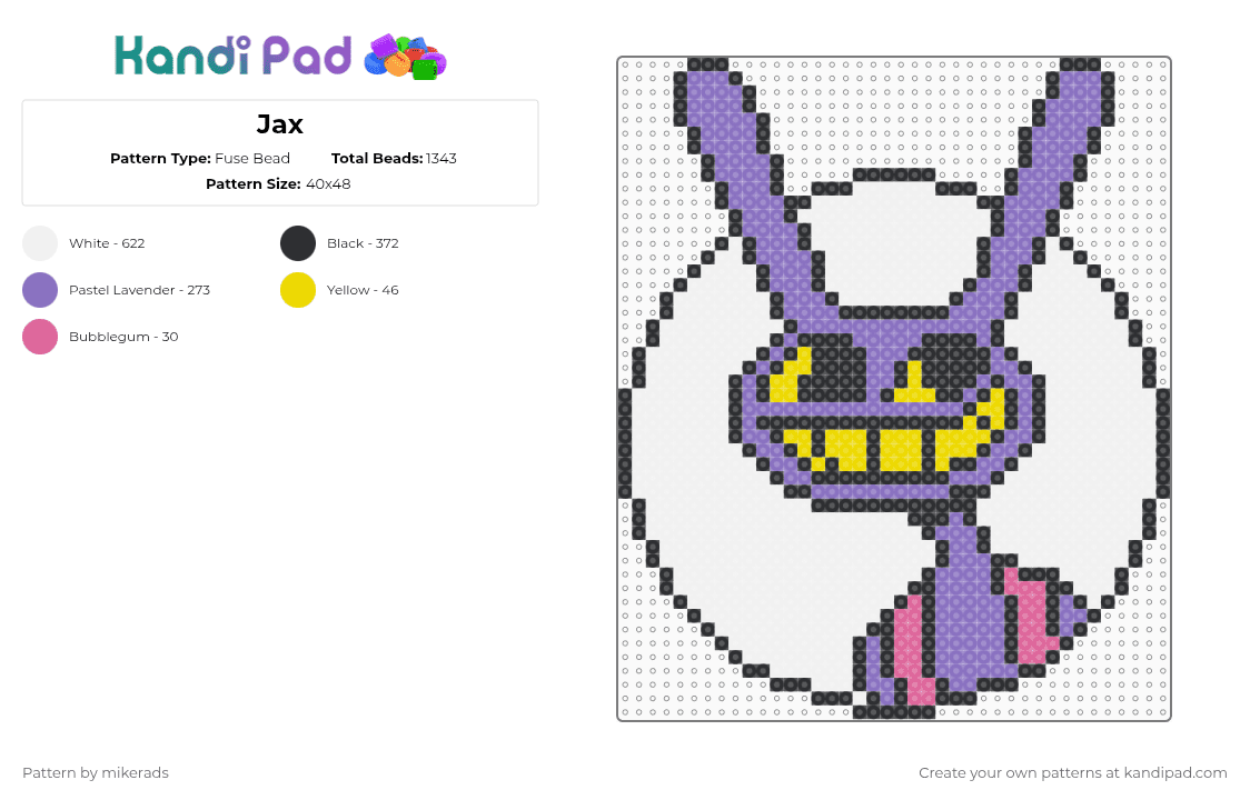 Jax - Fuse Bead Pattern by mikerads on Kandi Pad - blue, jax, tadc, tadc jax, white