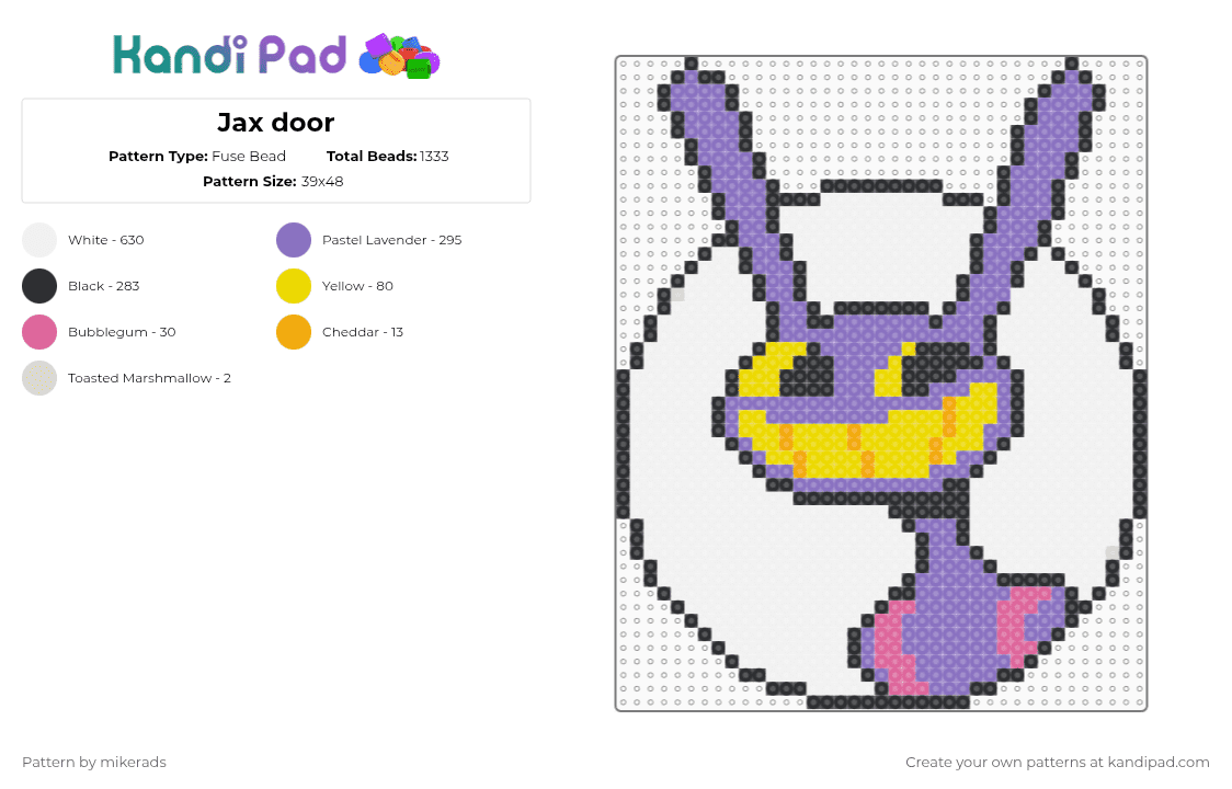 Jax door - Fuse Bead Pattern by mikerads on Kandi Pad - white,blue,yellow,jax,tadc,jax tadc