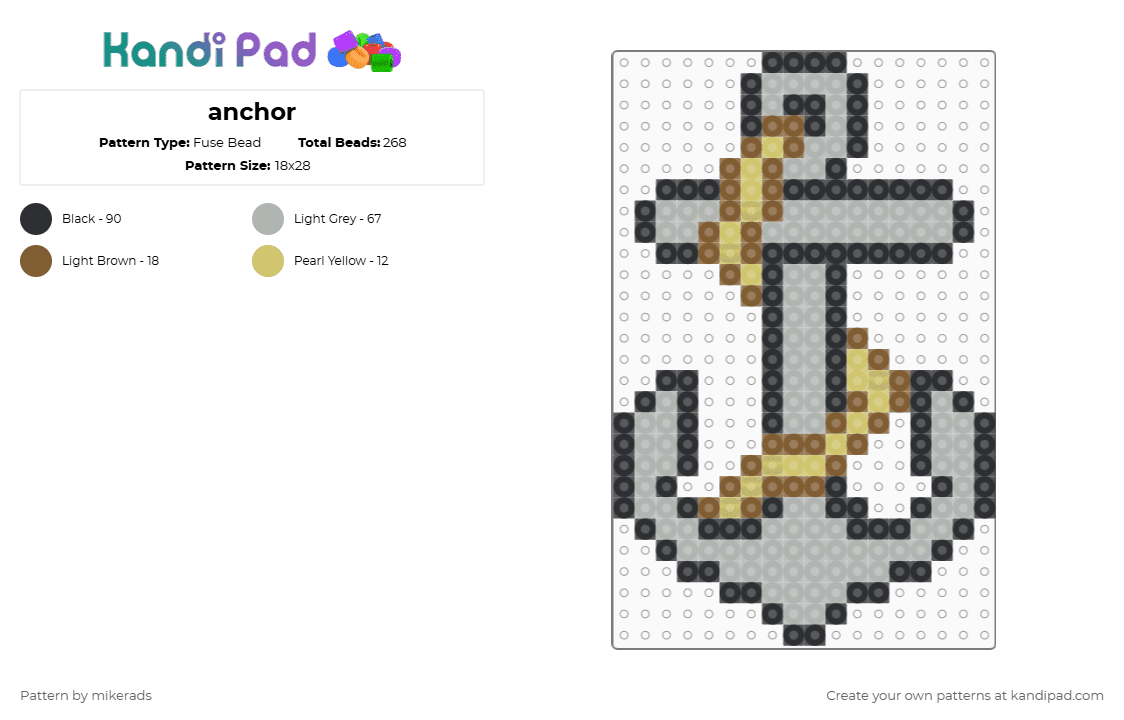 anchor - Fuse Bead Pattern by mikerads on Kandi Pad - beige