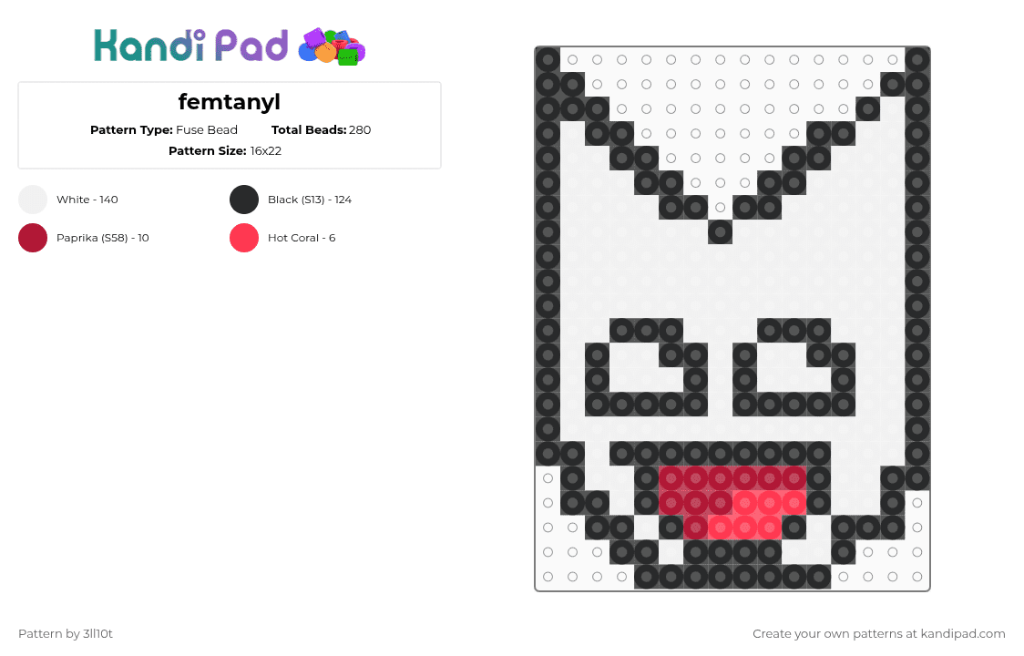 femtanyl - Fuse Bead Pattern by 3ll10t on Kandi Pad - white