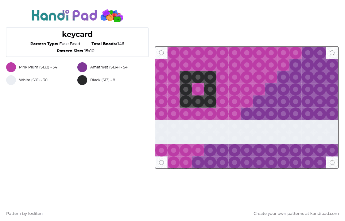keycard - Fuse Bead Pattern by foxliten on Kandi Pad - pink