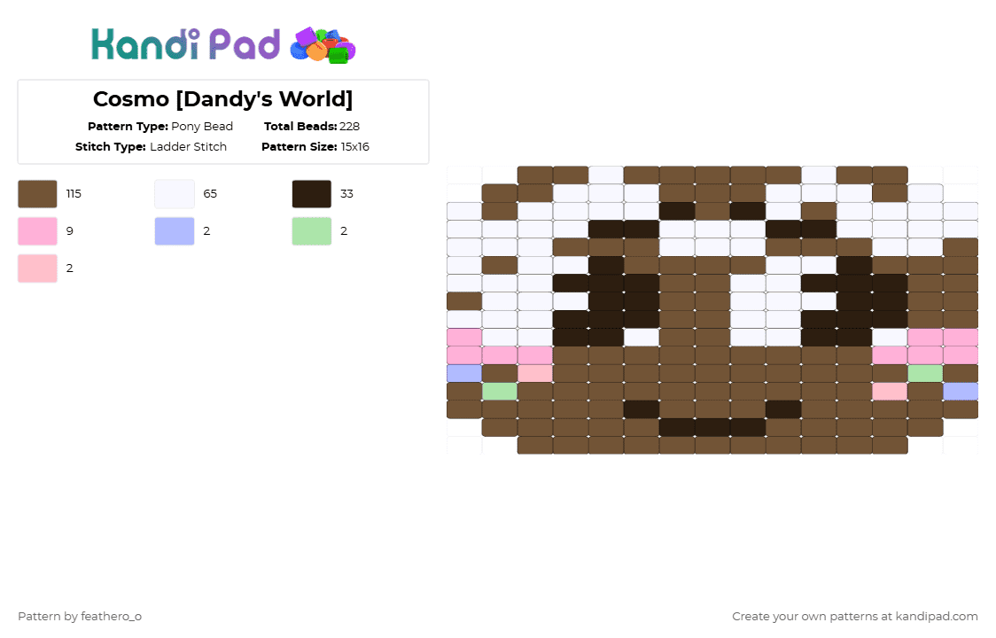 Cosmo [Dandy\'s World] - Pony Bead Pattern by feathero_o on Kandi Pad - tan,cosmo,dandys world,dw,sprout,cake,cute,silly