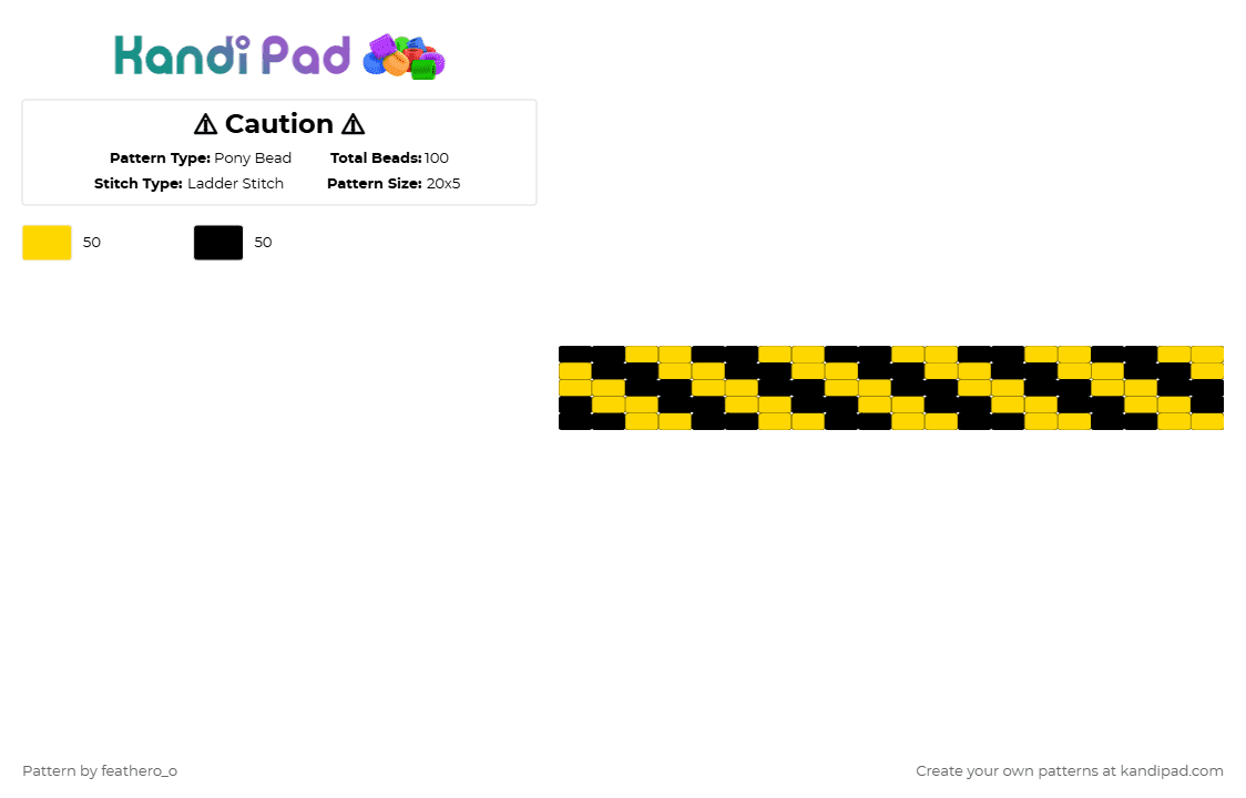 ⚠ Caution ⚠ - Pony Bead Pattern by feathero_o on Kandi Pad - yellow,black,scene,caution,caution tape,givemykidsback2025,decora,police,warning,silly