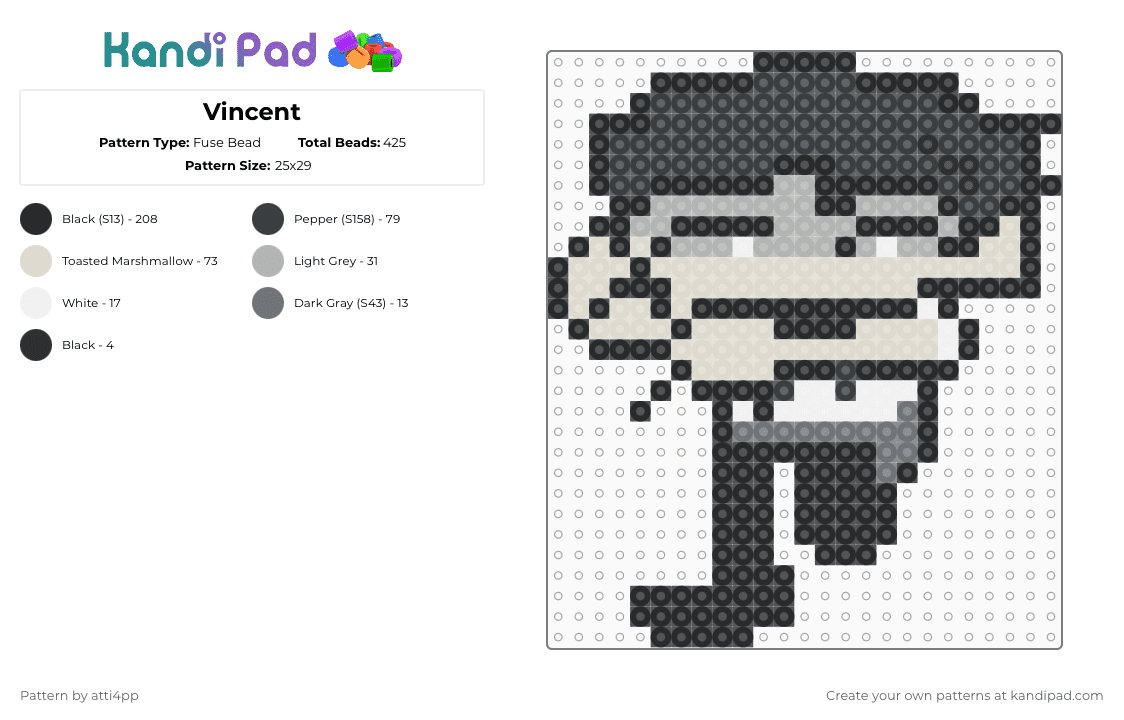 Vincent - Fuse Bead Pattern by atti4pp on Kandi Pad - black,beige,dead plate,video game,horror,vincent,gay guy