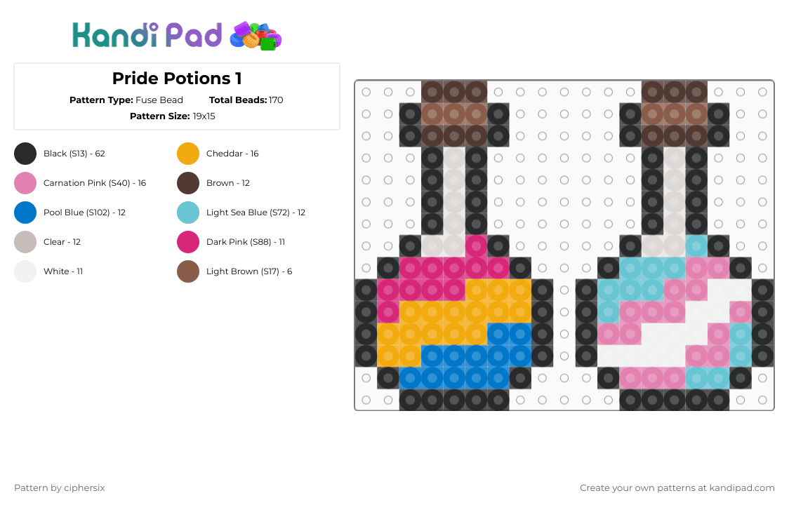 Pride Potions 1 - Fuse Bead Pattern by ciphersix on Kandi Pad - pink,orange