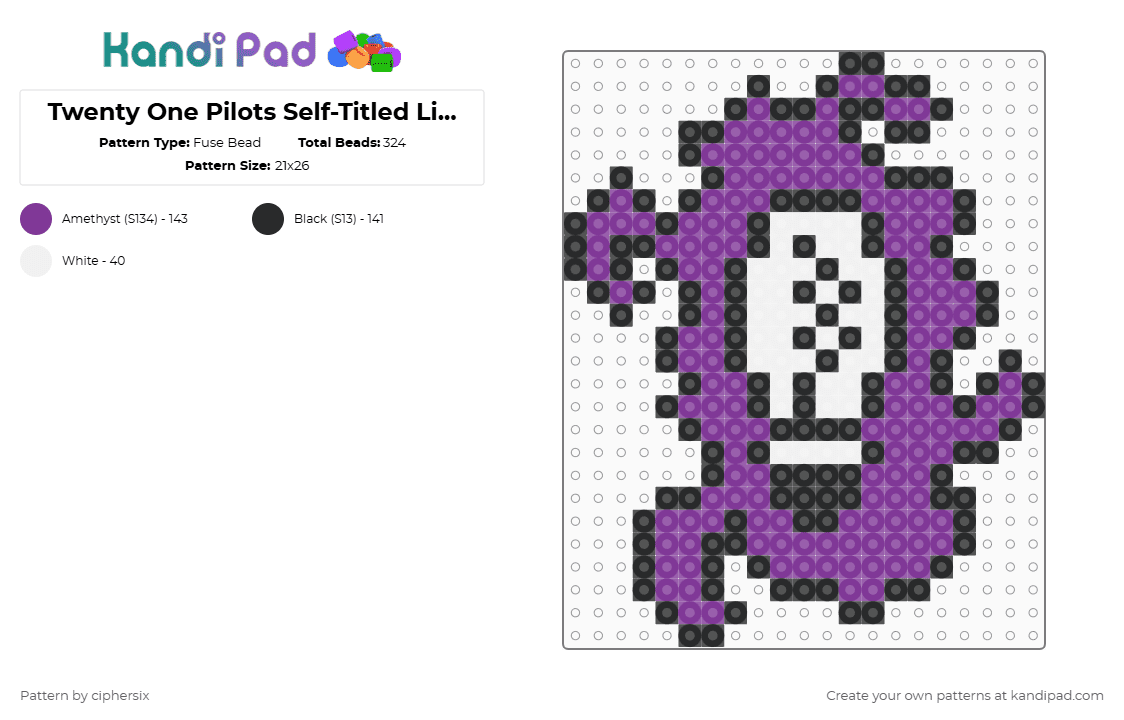 Twenty One Pilots Self-Titled Lightbulb - Fuse Bead Pattern by ciphersix on Kandi Pad - pink