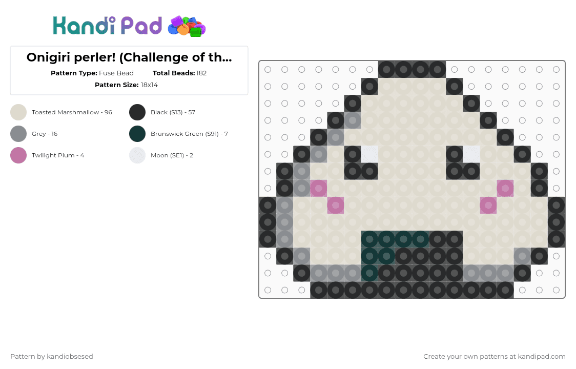 Onigiri perler! (Challenge of the day) - Fuse Bead Pattern by kandiobsesed on Kandi Pad - beige,cotdsushi,onigiri