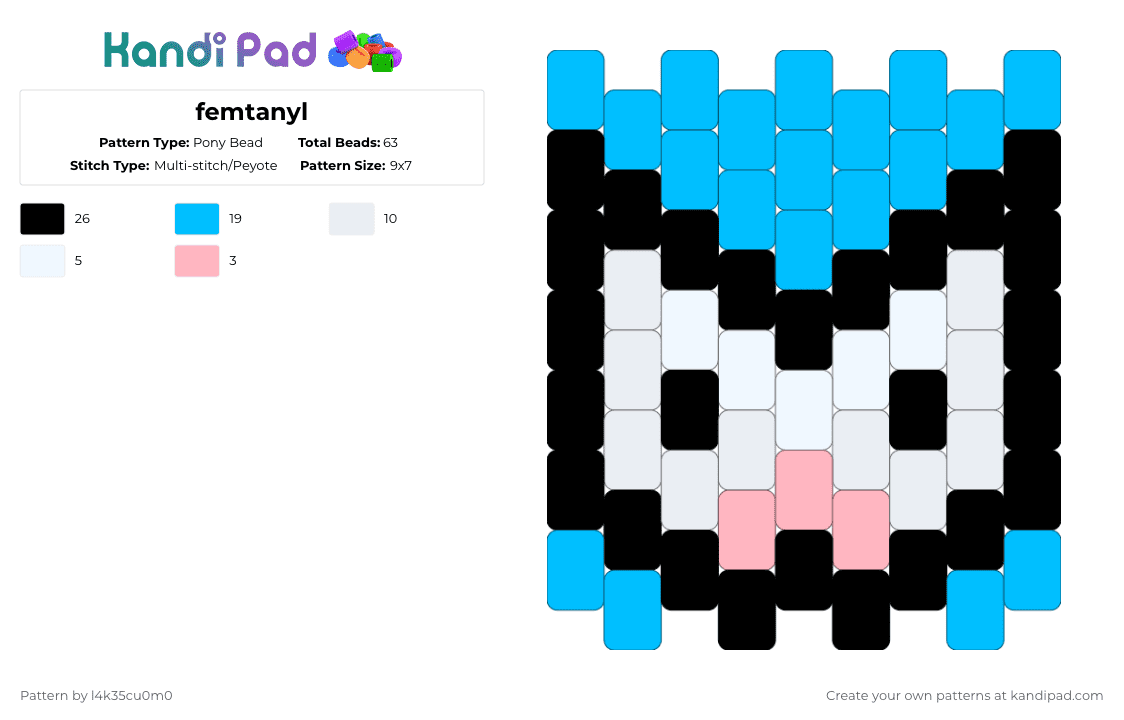 femtanyl - Pony Bead Pattern by l4k35cu0m0 on Kandi Pad - light blue