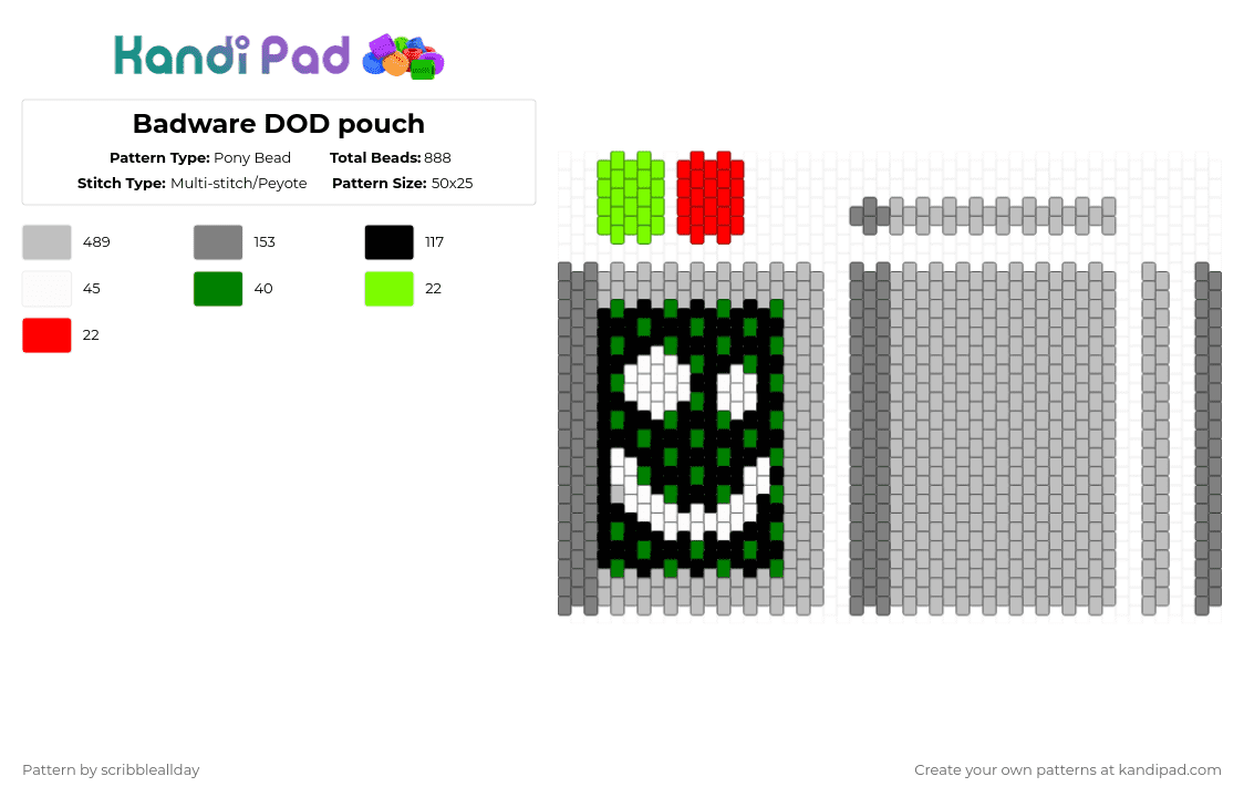 Badware DOD pouch - Pony Bead Pattern by scribbleallday on Kandi Pad - beige,badware,bag,purse,die of death,dod,forsaken