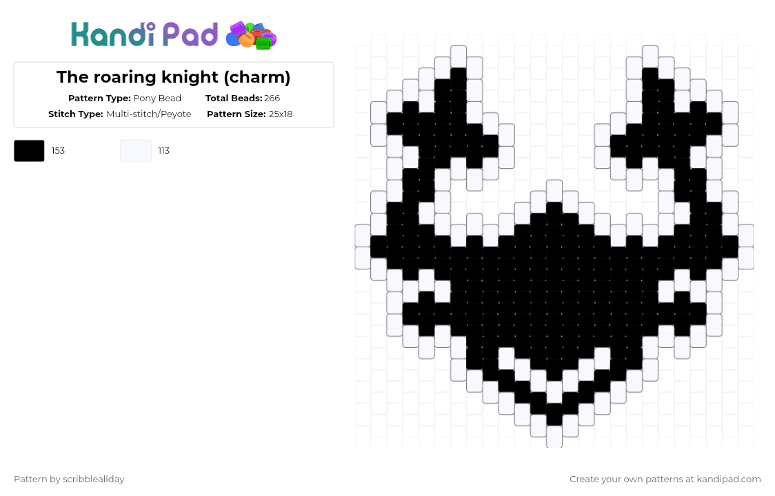 The roaring knight (charm) - Pony Bead Pattern by scribbleallday on Kandi Pad - white,black,roaring,knight,roaring knight,charm,dess,papyrus,asriel,deltarune