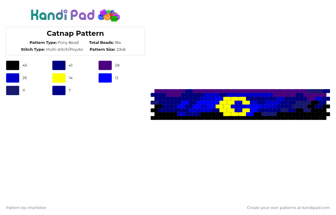Catnap Pattern - Pony Bead Pattern by charlieloo on Kandi Pad - purple