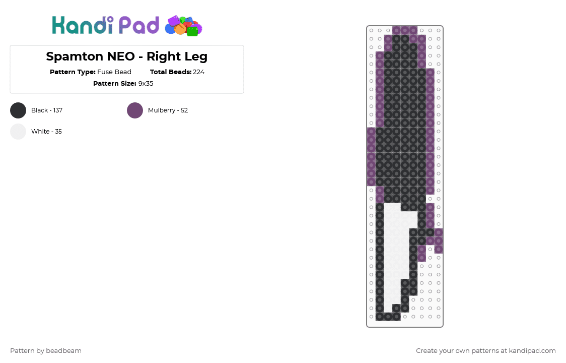 Spamton NEO - Right Leg - Fuse Bead Pattern by beadbeam on Kandi Pad - 
