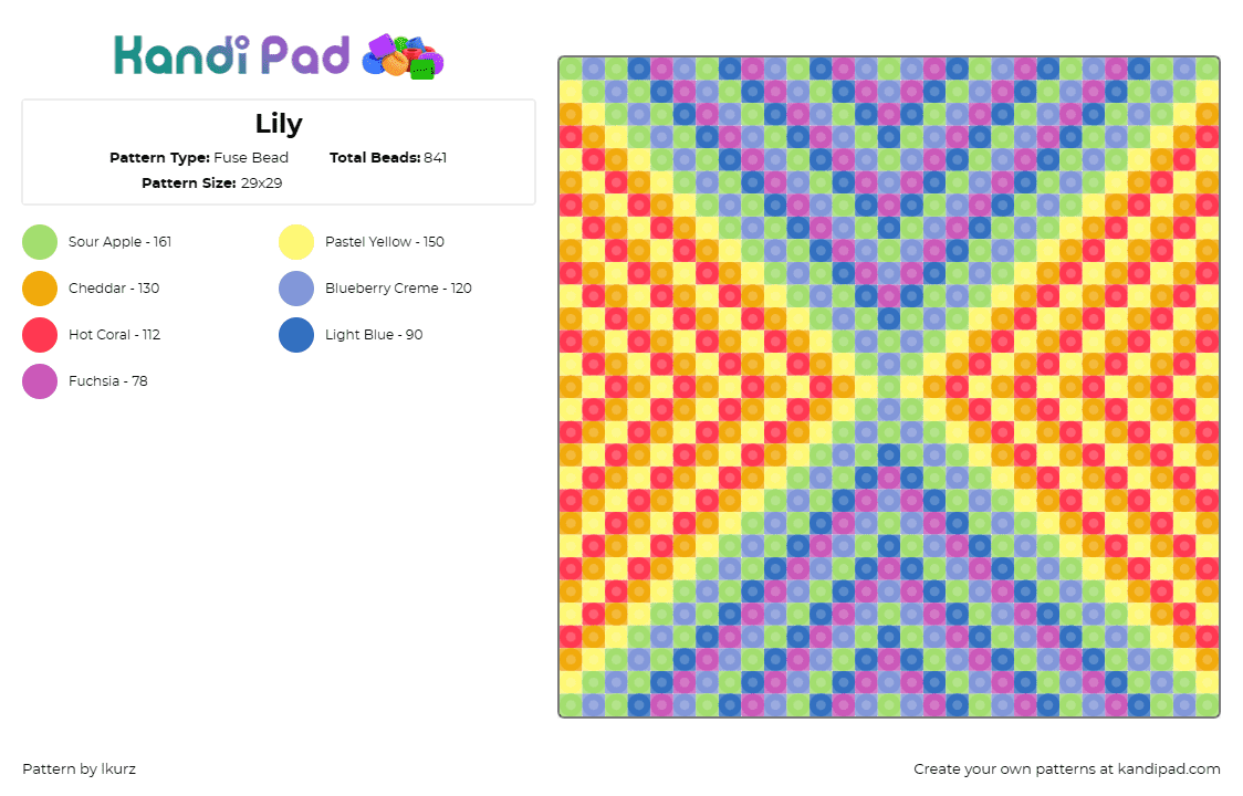Lily - Fuse Bead Pattern by lkurz on Kandi Pad - frank stella,colorful,panel