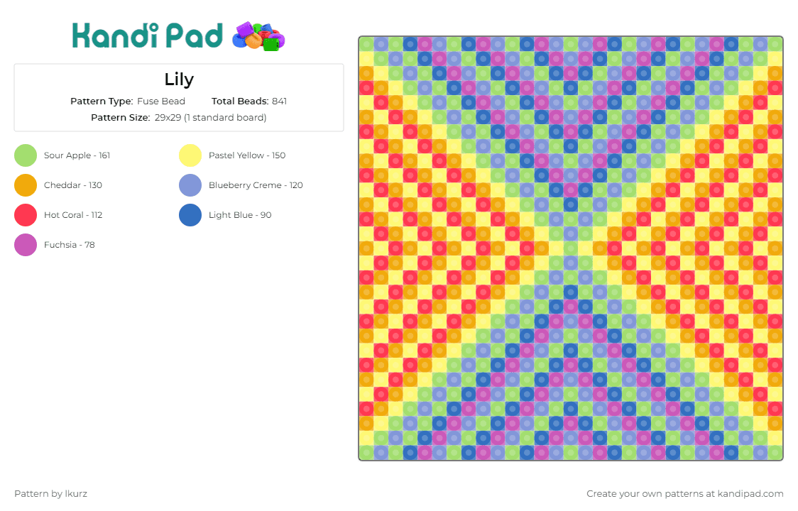Lily - Fuse Bead Pattern by lkurz on Kandi Pad - frank stella,colorful,panel